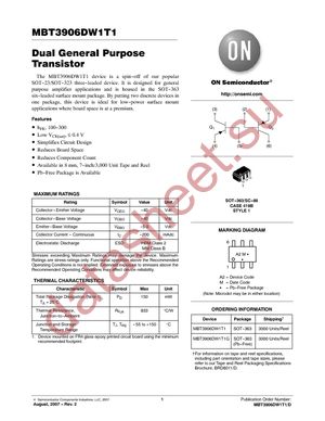 MBT3906DW1T1G datasheet  